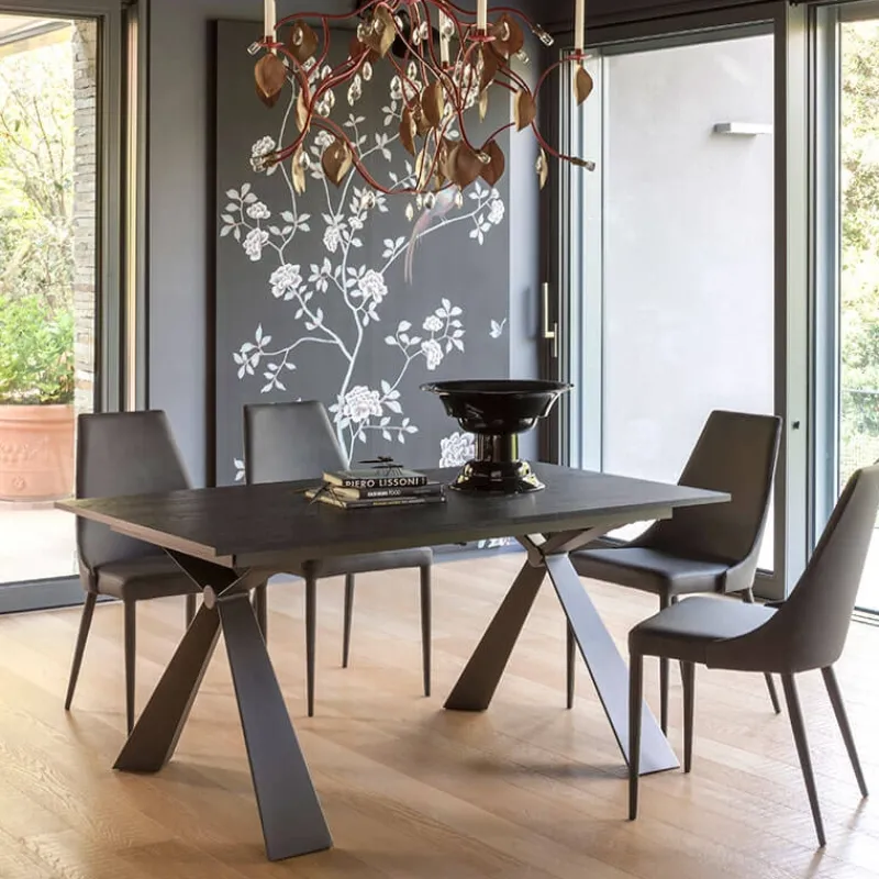 Altacom Delta Table design italienne extensible en mélaminé et pieds en X* Table De Salle à Manger
