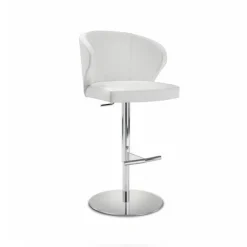 Peressini Doris P Tabouret pivotant et réglable en hauteur en synthétique et métal chromé* Tabouret Snack (assise +/- 65 Cm)|Tabouret De Bar (assise +/- 80 Cm)