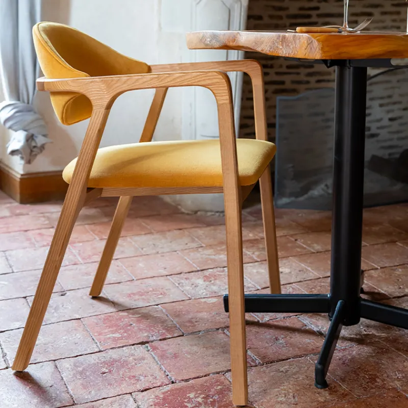 Dasras Eden Fauteuil design en bois massif et tissu* Chaise De Salle à Manger|Chaise Salon