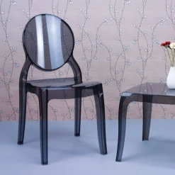 Elizabeth Chaise médaillon transparente en polycarbonate* Chaise De Salle à Manger|Chaise Salon