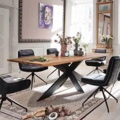 ExtrêmeTable design plateau bois massif avec pieds en métal* Table De Salle à Manger