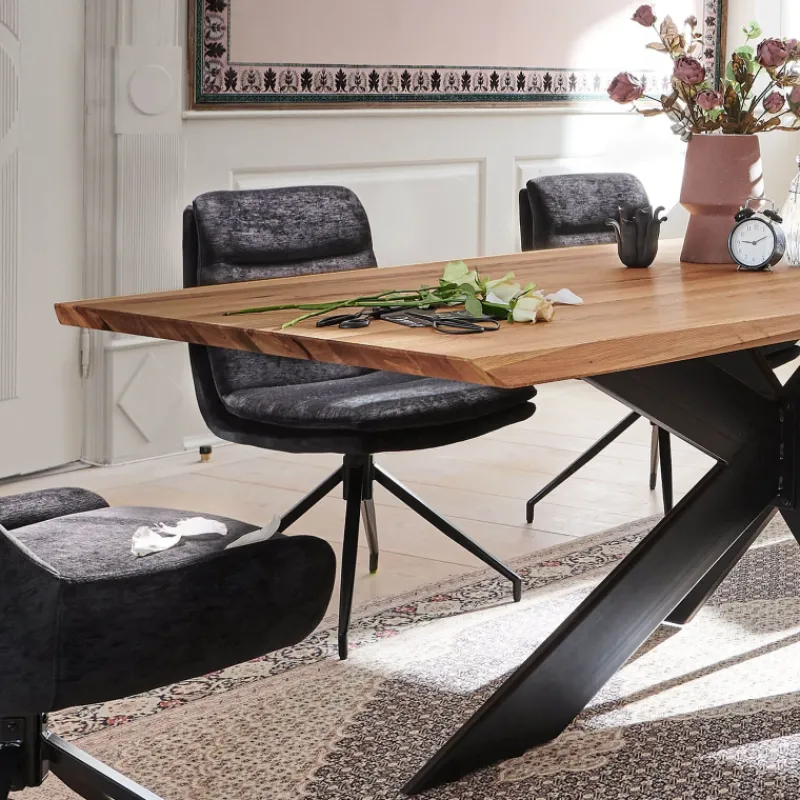 ExtrêmeTable design plateau bois massif avec pieds en métal* Table De Salle à Manger