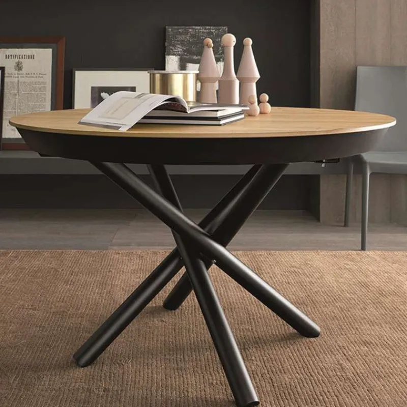 Altacom Fahrenheit Table design extensible ronde en bois avec pied central forme mikado* Table De Salle à Manger
