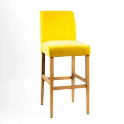 Sessio Fritz line Tabouret de bar avec dos en tissu matelassé et pieds en bois* Tabouret De Bar (assise +/- 80 Cm)