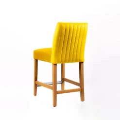 Sessio Fritz line Tabouret snack avec dos matelassé en tissu et pieds en bois* Tabouret Snack (assise +/- 65 Cm)|Tabouret De Bar (assise +/- 80 Cm)