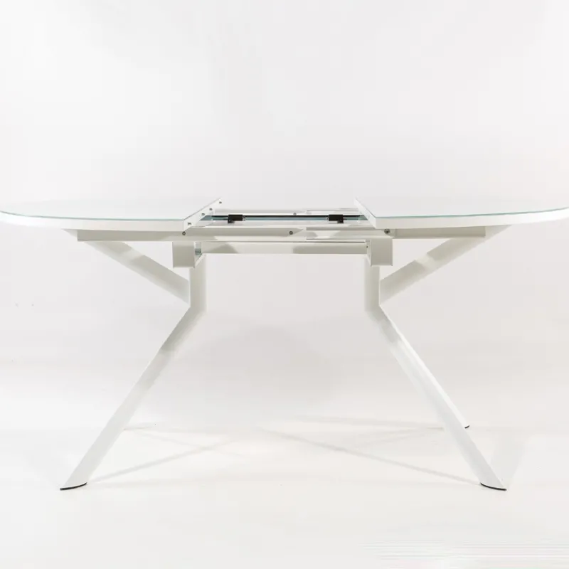 Giove Table ronde extensible en verre blanc* Table De Cuisine