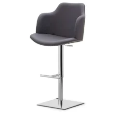 Peressini Glamour P Tabouret pivotant et réglable en hauteur avec accoudoirs et pied chromé* Tabouret Snack (assise +/- 65 Cm)|Tabouret De Bar (assise +/- 80 Cm)