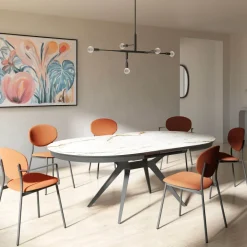 Cancio Globo Table ovale moderne extensible en Dekton* Table De Cuisine|Table De Salle à Manger