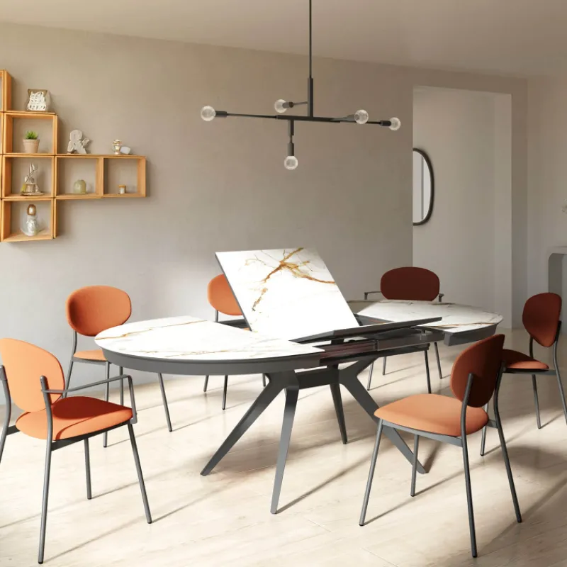 Cancio Globo Table ovale moderne extensible en Dekton* Table De Cuisine|Table De Salle à Manger