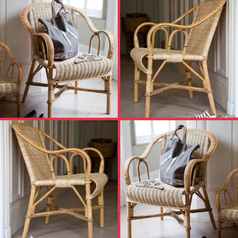 Kok Grand père MarcelFauteuil en rotin vintage* Chaise De Cuisine|Fauteuil De Salon