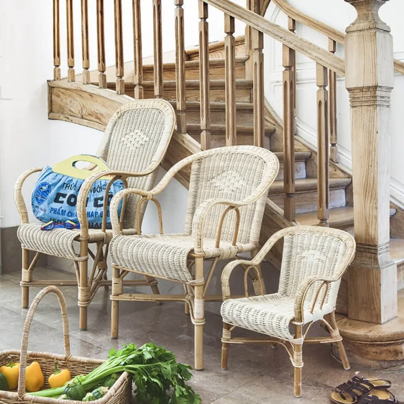 Kok Grand père MarcelFauteuil dossier haut en rotin vintage* Fauteuil De Salon