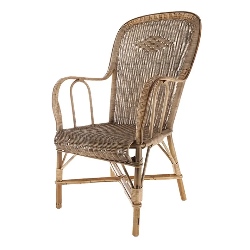 Kok Grand père MarcelFauteuil dossier haut en rotin vintage* Fauteuil De Salon