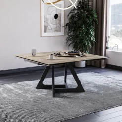 Lievens HectorTable carrée extensible en céramique design avec pieds en métal* Table De Salle à Manger