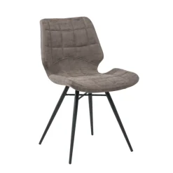 IberisChaise design rembourrée inspiration vintage avec pieds en métal noir* Chaise De Cuisine|Chaise De Salle à Manger