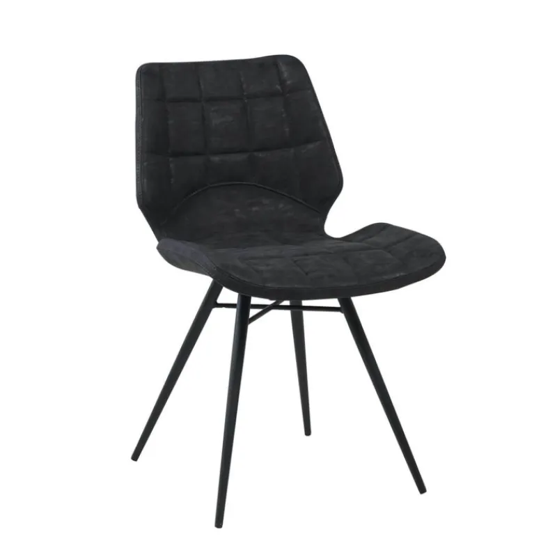 IberisChaise design rembourrée inspiration vintage avec pieds en métal noir* Chaise De Cuisine|Chaise De Salle à Manger