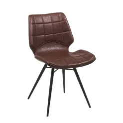 IberisChaise design rembourrée inspiration vintage avec pieds en métal noir* Chaise De Cuisine|Chaise De Salle à Manger