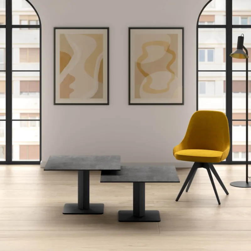 Cancio Ibero mini Table basse carrée en céramique avec pied central* Table De Salon
