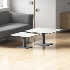 Cancio Ibero mini Table basse carrée en céramique avec pied central* Table De Salon
