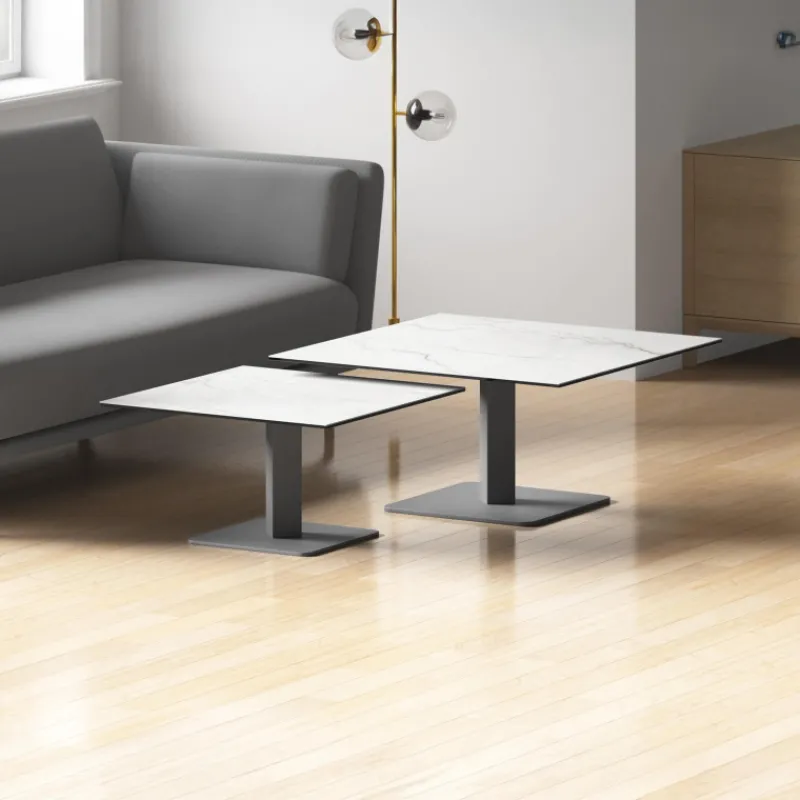 Cancio Ibero mini Table basse carrée en céramique avec pied central* Table De Salon