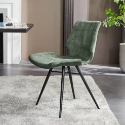 IbérisChaise design vintage rembourrée en velours* Chaise De Salle à Manger|Chaise Salon