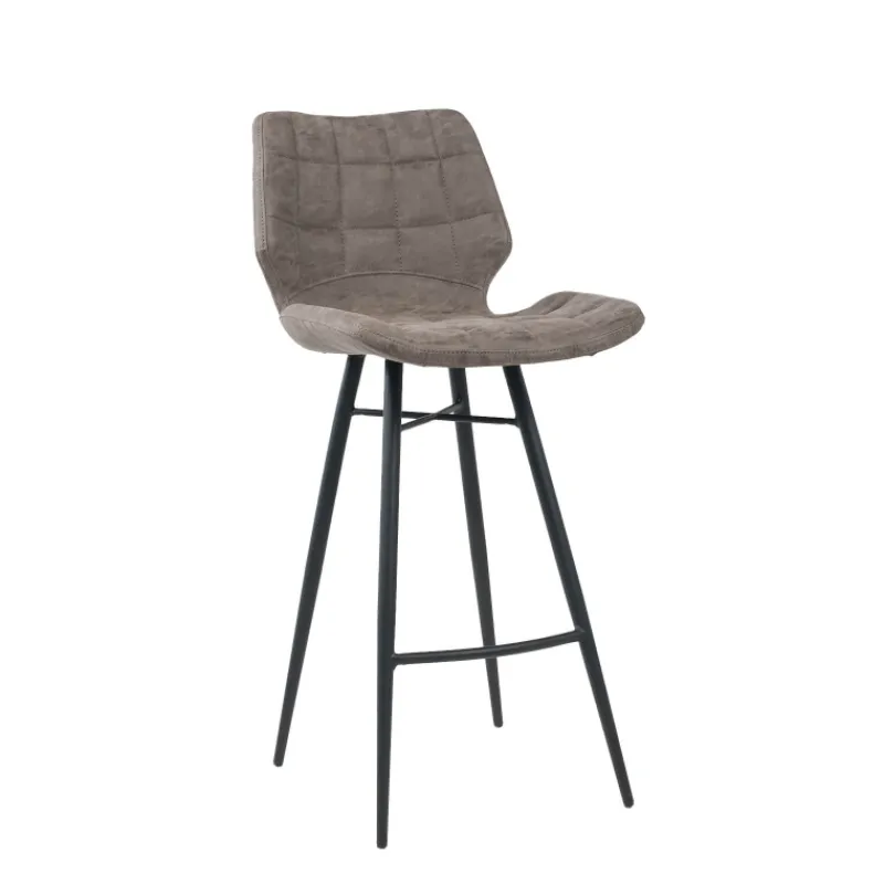 ImpiaTabouret design coque matelassée patinée et pieds en métal noir* Tabouret Snack (assise +/- 65 Cm)|Tabouret De Bar (assise +/- 80 Cm)
