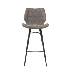 ImpiaTabouret design coque matelassée patinée et pieds en métal noir* Tabouret Snack (assise +/- 65 Cm)|Tabouret De Bar (assise +/- 80 Cm)