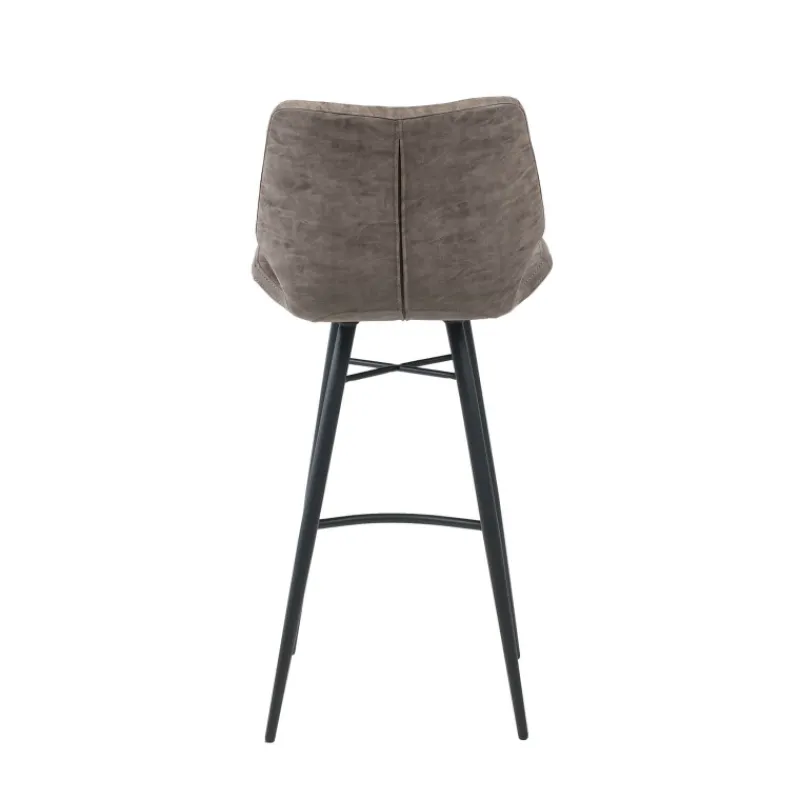ImpiaTabouret design coque matelassée patinée et pieds en métal noir* Tabouret Snack (assise +/- 65 Cm)|Tabouret De Bar (assise +/- 80 Cm)