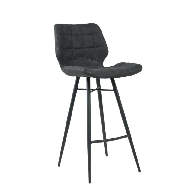 ImpiaTabouret design coque matelassée patinée et pieds en métal noir* Tabouret Snack (assise +/- 65 Cm)|Tabouret De Bar (assise +/- 80 Cm)
