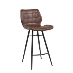 ImpiaTabouret design coque matelassée patinée et pieds en métal noir* Tabouret Snack (assise +/- 65 Cm)|Tabouret De Bar (assise +/- 80 Cm)