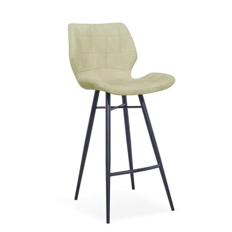 ImpiaTabouret design coque matelassée en velours et pieds en métal noir* Tabouret Snack (assise +/- 65 Cm)|Tabouret De Bar (assise +/- 80 Cm)