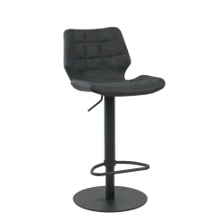 IndicaTabouret tournant et réglable coque matelassée en simili avec pied en métal noir* Tabouret Réglable En Hauteur|Tabouret Snack (assise +/- 65 Cm)