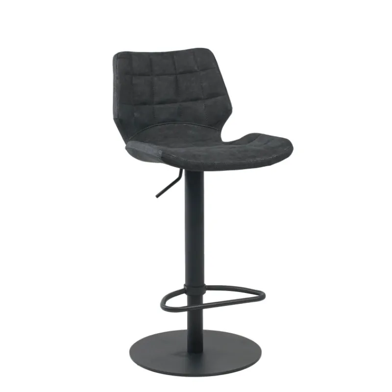 IndicaTabouret tournant et réglable coque matelassée en simili avec pied en métal noir* Tabouret Réglable En Hauteur|Tabouret Snack (assise +/- 65 Cm)