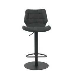 IndicaTabouret tournant et réglable coque matelassée en simili avec pied en métal noir* Tabouret Réglable En Hauteur|Tabouret Snack (assise +/- 65 Cm)