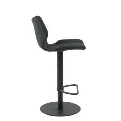 IndicaTabouret tournant et réglable coque matelassée en simili avec pied en métal noir* Tabouret Réglable En Hauteur|Tabouret Snack (assise +/- 65 Cm)