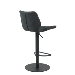 IndicaTabouret tournant et réglable coque matelassée en simili avec pied en métal noir* Tabouret Réglable En Hauteur|Tabouret Snack (assise +/- 65 Cm)