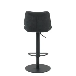 IndicaTabouret tournant et réglable coque matelassée en simili avec pied en métal noir* Tabouret Réglable En Hauteur|Tabouret Snack (assise +/- 65 Cm)