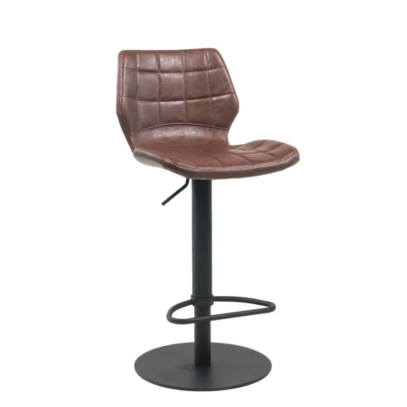 IndicaTabouret tournant et réglable coque matelassée en simili avec pied en métal noir* Tabouret Réglable En Hauteur|Tabouret Snack (assise +/- 65 Cm)
