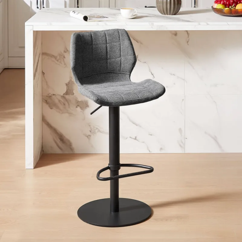IndicaTabouret tournant et réglable coque en tissu avec pied en métal noir* Tabouret De Bar (assise +/- 80 Cm)|Tabouret Snack (assise +/- 65 Cm)