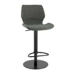IndicaTabouret tournant et réglable coque en tissu avec pied en métal noir* Tabouret De Bar (assise +/- 80 Cm)|Tabouret Snack (assise +/- 65 Cm)