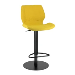 IndicaTabouret tournant et réglable coque en tissu avec pied en métal noir* Tabouret De Bar (assise +/- 80 Cm)|Tabouret Snack (assise +/- 65 Cm)