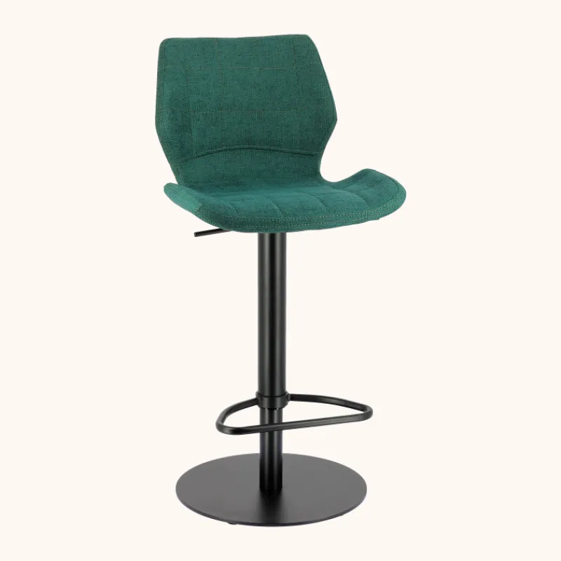 IndicaTabouret tournant et réglable coque en tissu avec pied en métal noir* Tabouret De Bar (assise +/- 80 Cm)|Tabouret Snack (assise +/- 65 Cm)