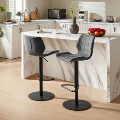 IndicaTabouret tournant et réglable coque en tissu avec pied en métal noir* Tabouret De Bar (assise +/- 80 Cm)|Tabouret Snack (assise +/- 65 Cm)