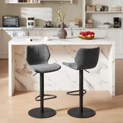 IndicaTabouret tournant et réglable coque en tissu avec pied en métal noir* Tabouret De Bar (assise +/- 80 Cm)|Tabouret Snack (assise +/- 65 Cm)