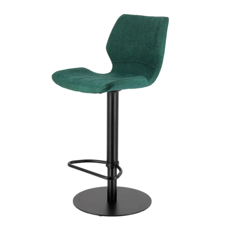 IndicaTabouret tournant et réglable coque en tissu avec pied en métal noir* Tabouret De Bar (assise +/- 80 Cm)|Tabouret Snack (assise +/- 65 Cm)