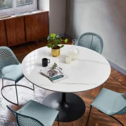 Midj Infinity ® Table pied central design en céramique et métal* Table De Salle à Manger