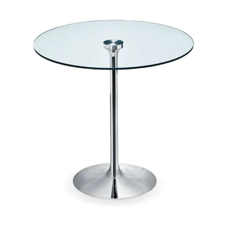 Midj Infinity ® Table ronde pied central en verre et métal* Table De Salle à Manger
