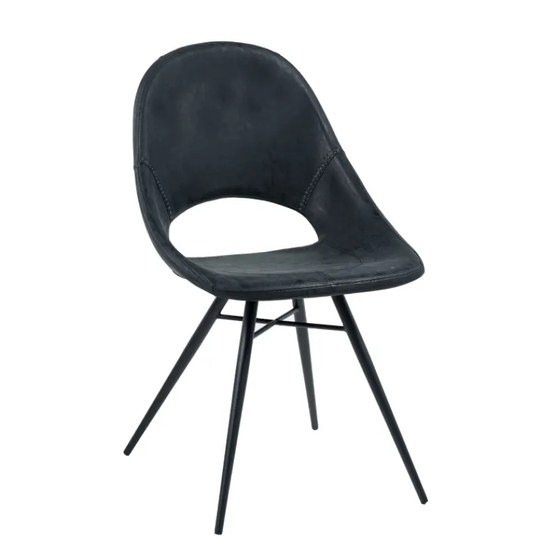 IsabelleChaise design avec coque ajourée en simili noir* Chaise De Cuisine|Chaise De Salle à Manger