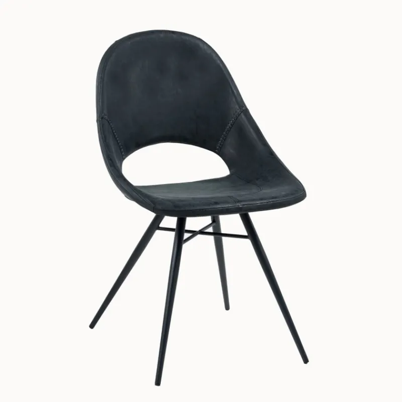 IsabelleChaise design avec coque ajourée en simili noir* Chaise De Cuisine|Chaise De Salle à Manger