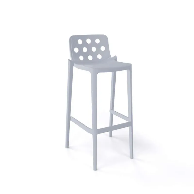 Isidoro Tabouret de bar d'extérieur moderne empilable avec dossier ronds ajourés* Tabouret De Bar (assise +/- 80 Cm)