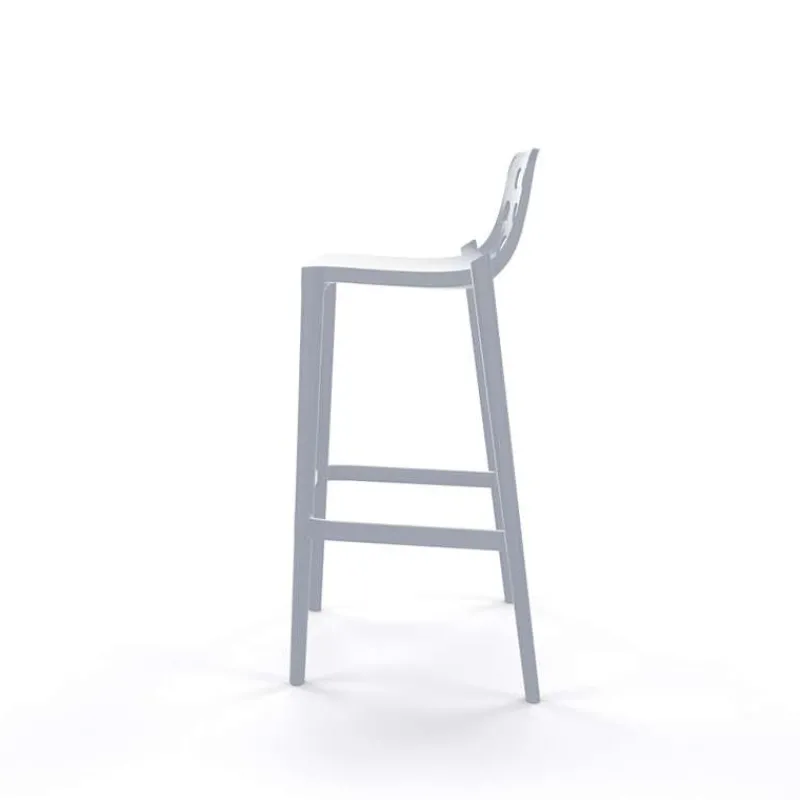 Isidoro Tabouret de bar d'extérieur moderne empilable avec dossier ronds ajourés* Tabouret De Bar (assise +/- 80 Cm)